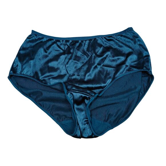 Vintage Hanes Shiny Second Skin Satin Glossy Panties Brief 7 L Deep Green Glossy - Picture 1 of 4